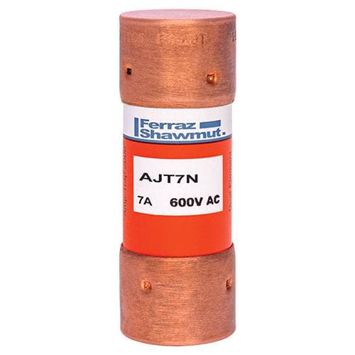 Ferraz Shawmut - Mersen AJT7 Class J - Time Delay Amp-Trap 2000 SmartSpot AJT Fuse - 7amp. Rated 600 volts AC, 500 volts DC