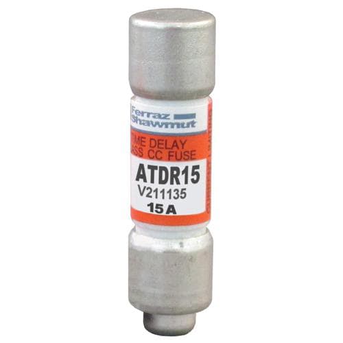 Ferraz Shawmut - Mersen ATDR15 Class CC / Time Delay Amp-Trap 2000 ATDR Fuse - 15amp. (AC: 600VAC, 200kA I.R. DC: 300VDC, 100kA I.R.)