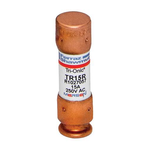 Ferraz Shawmut - Mersen TR15-R Class RK5 / Time-Delay TRI-ONIC TR-R Current-Limiting Fuse - 15amp. Rated 250 volts AC / 160 volts DC