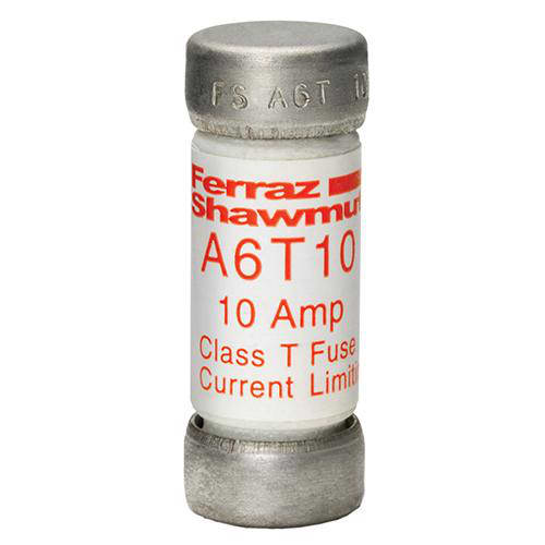 Ferraz Shawmut - Mersen A6T10 Class T / Fast-Acting A6T Fuse - 10amp. High current limitation / small physical size. Rated 600 volts AC / 300 volts DC