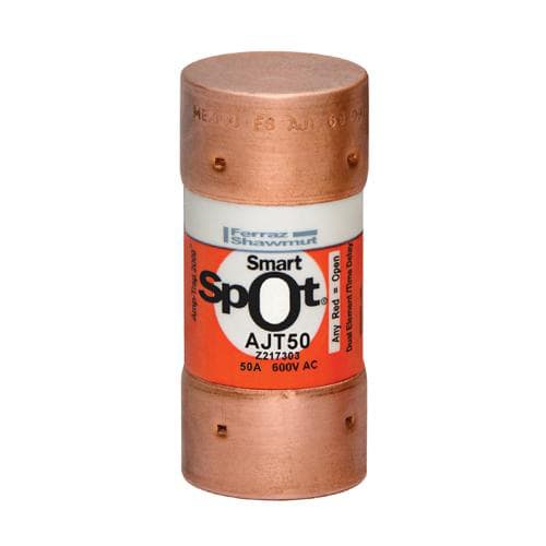 Ferraz Shawmut - Mersen AJT50 Class J - Time Delay Amp-Trap 2000 SmartSpot AJT Fuse - 50amp. Rated 600 volts AC, 500 volts DC