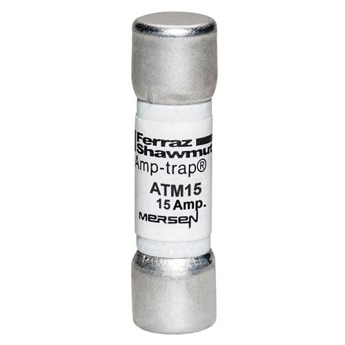 Ferraz Shawmut - Mersen ATM15 Fast-Acting Amp-Trap Midget ATM Fuse - 15amp. Rated 600 volts AC & DC, with a 100kA interrupting rating