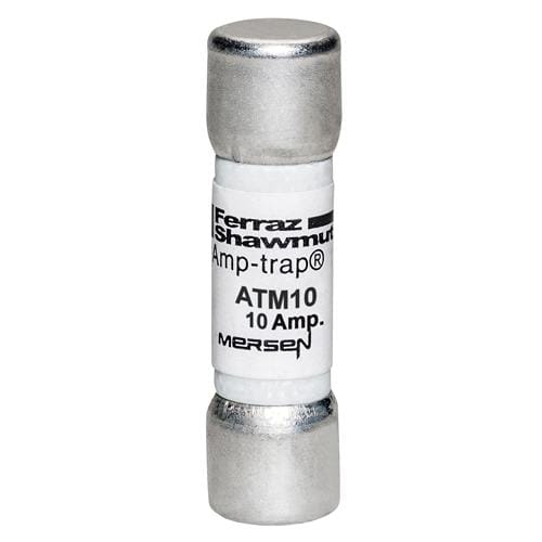 Ferraz Shawmut - Mersen ATM10 Fast-Acting Amp-Trap Midget ATM Fuse - 10amp. Rated 600 volts AC & DC, with a 100kA interrupting rating