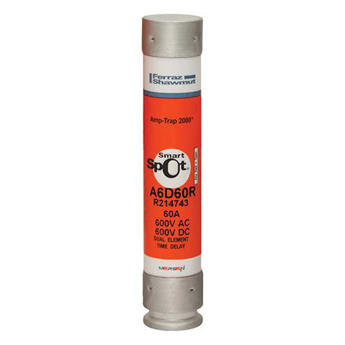Ferraz Shawmut - Mersen A6D60-R Class RK1 / Time-Delay Amp-Trap 2000 SmartSpot A6D-R Fuse - 60amp. Rated 600 volts AC / DC