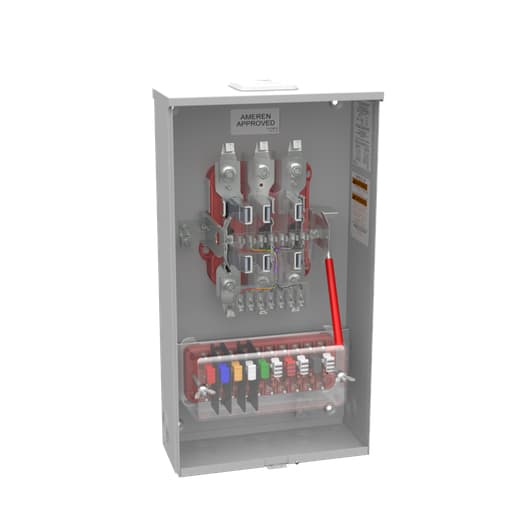 Milbank Mfg. Co - Milbank U4497-XL-WC-61-AMS 13 Terminal Ringless Small Closing Plate Lever Bypass With Cover Test Switch Prewired Ameren Configuration 61