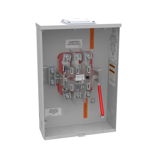 Milbank Mfg. Co - Milbank U9701-RXL-QG-AMS 7 Terminal Ringless Large Hub Open Adapt To Small Closing Plate Quadplex Ground Lever Bypass Ameren