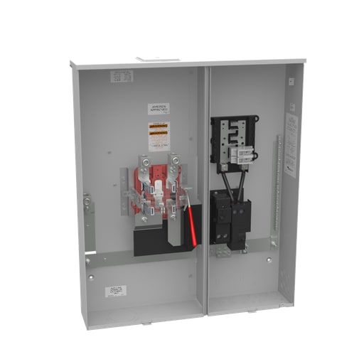 Milbank Mfg. Co - Milbank U5891-X-2/200-K3L-5T6-MLK-AMS 5 Terminal Ringless Large Closing Plate Lever Bypass 2-200 Ampere Main Breaker 12 Branch Circuit Main Lug Kit Single 4-600kcmil Connector Kit Ameren