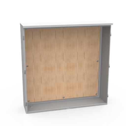 Milbank Mfg. Co - Milbank 484812-CT3R-WB 48x12x48 Hinge Cover Type 3R UL Listed Steel No Knockouts ANSI 61 Gray Double Doors Wood Back Board Installed Handle On Right Padlocking 3 Point Handle Unistrut Installed