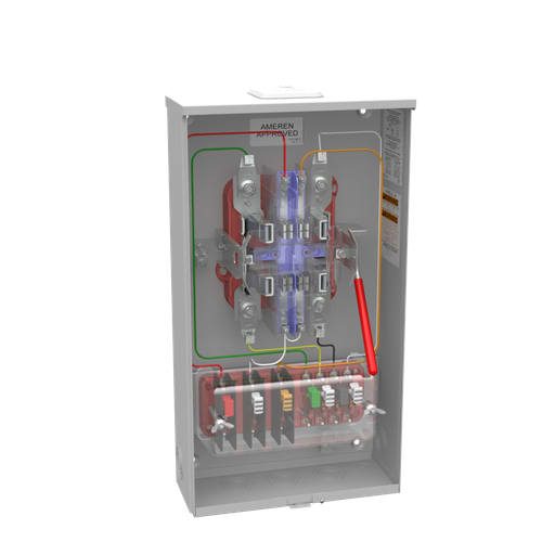 Milbank Mfg. Co - Milbank U4496-XL-WC-41-AMS 8 Terminal Ringless Small Closing Plate Lever Bypass With Cover Test Switch Prewired Ameren Configuration 41