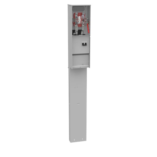 Milbank Mfg. Co - Milbank U5701-O-200S 4 Terminal Ringless Plain Top Lever Bypass 1-200 Ampere Main Breaker Single Pedestal Direct Bury