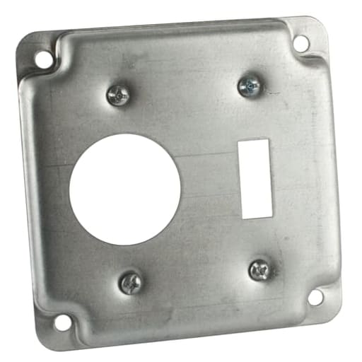 Thomas & Betts Co - Steel City RS-1 4" Square Surface Cover, Toggle Switch & 1-13/32" Single Receptacle, 1/2" Deep, Steel