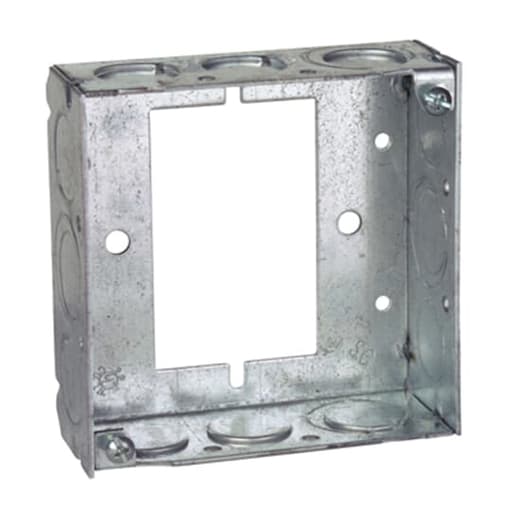 Thomas & Betts Co - Steel City 531511234UB 4" Square Extension Ring, 1-1/2" Deep, 1/2" & 3/4" Knockouts, 21.0"±