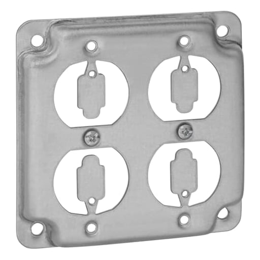 Thomas & Betts Co - Steel City RS-8 4" Square Surface Cover, 2-Duplex Receptacles, 1/2" Deep, Steel