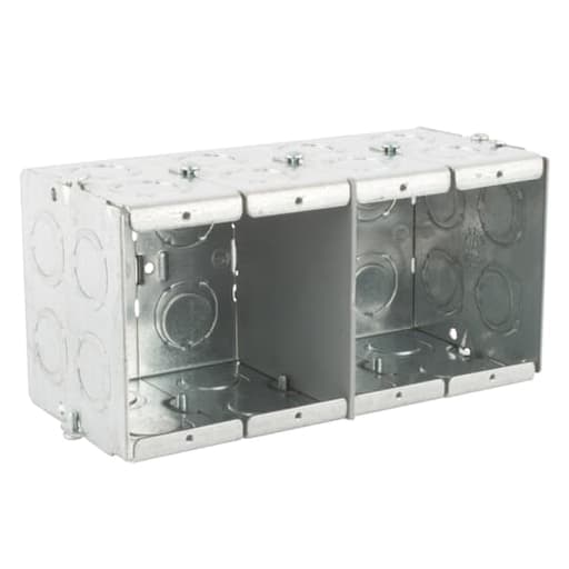 Thomas & Betts Co - Steel City GW-435-G 3-3/4" x 7-3/8" Gangable Masonry Box, 3-1/2" Deep, 1/2" & 3/4" KO's, Steel, 93.5"³