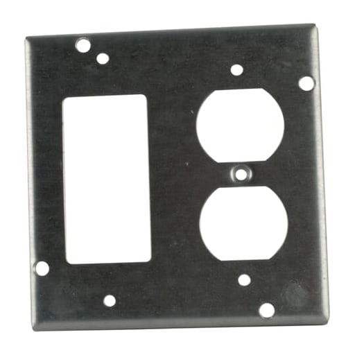 Thomas & Betts Co - Steel City RSL-19 4-11/16 Square 1 Ground Fault Receptacle and 1 Duplex Receptacle Steel Cover