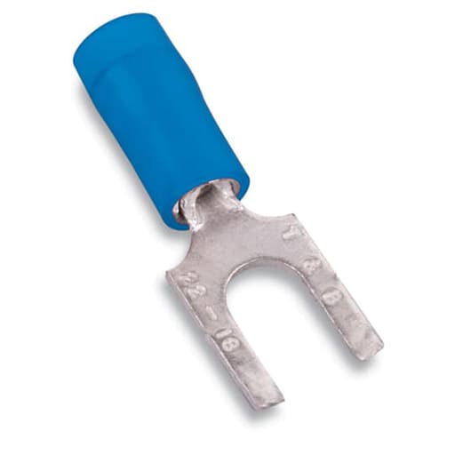 Thomas & Betts Co - Thomas & Betts RB14-8FS 18 to 14 AWG #8 Stud Blue Electrotinned Copper Nylon Insulated Fork Terminal Lug