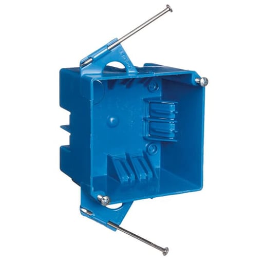 Thomas & Betts Co - Carlon B432A-UPC 4" Square PVC New Work Box w/ Nails, 2-5/8" Deep, 32 cu.in.