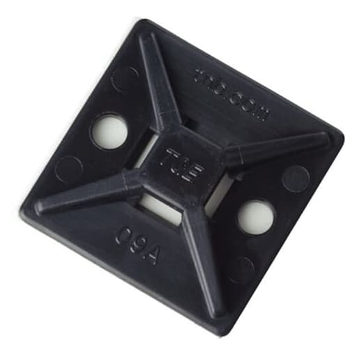 Thomas & Betts Co - Thomas & Betts TC345AX 1 Inch Square 4-Way Black Adhesive Cable Tie Mounting Base