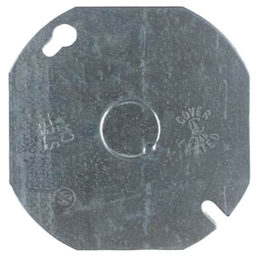 Thomas & Betts Co - Steel City 54-C-6 4 Inch Steel Octagon Flat Box Cover with 1/2 Inch Knockout
