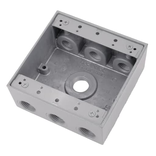 Thomas & Betts Co - Red Dot 2IH7-2 2-Gang Weatherproof Metallic Device Box, (7) 3/4" Hubs, 2" Deep