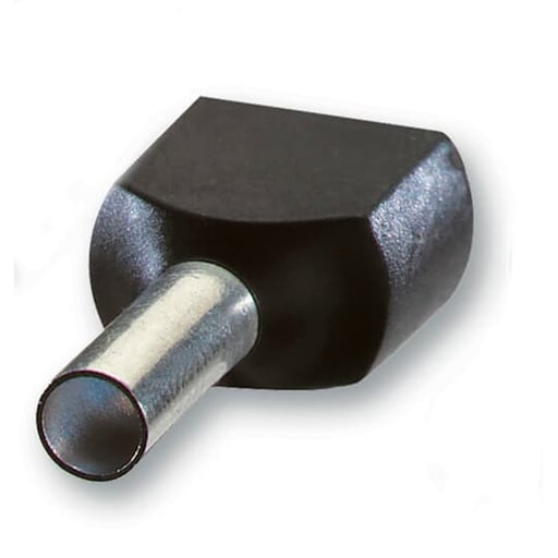 Thomas & Betts Co - Thomas & Betts F8006 16 to 2 AWG 0.630 Inch Black Electrotinned Copper Nylon Insulated Twin Ferrule