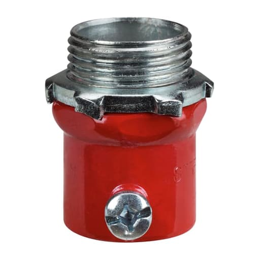 Thomas & Betts Co - Steel City TC722A-FA 3/4" EMT Set Screw Connector, Steel , Insulated Throat - RED Fire Alarm