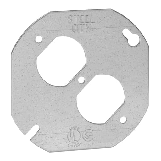 Thomas & Betts Co - Steel City 5402-LR 4 Inch Steel Flat Duplex Receptacle Octagon Box Cover
