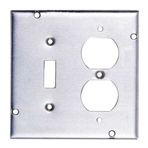 Thomas & Betts Co - Steel City RSL-2 4-11/16 Square 1 Toggle Switch and 1 Duplex Receptacle Steel Cover