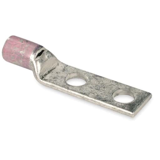 Thomas & Betts Co - Thomas & Betts 54209 Copper 2-Hole Lug - Standard Barrel - Pink - 1/0AWG, 3/8"bolt
