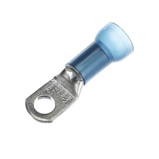 Thomas & Betts Co - Thomas & Betts RE6-14 1/4 Inch 6 AWG Blue Insulated Nylon Ring Terminal