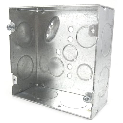 Thomas & Betts Co - Steel-City 72171-1 4-11/16" Steel Square Box, 2-1/8" Deep, 42 cu.in. w/ 1" & 3/4" Eccentric KOs and Ground Bump