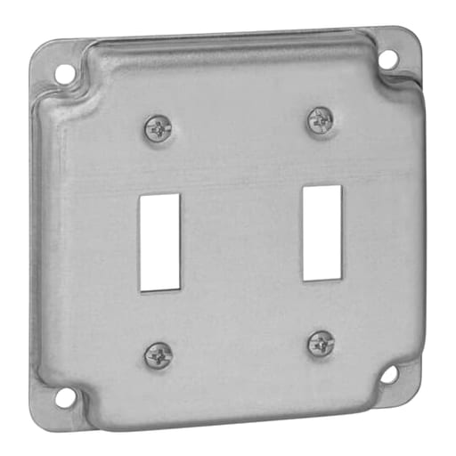 Thomas & Betts Co - Steel City RS-5 4" Square Surface Cover, 2-Toggle Switches, 1/2" Deep, Steel