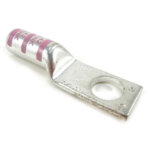 Thomas & Betts Co - Thomas & Betts 54950BE Copper 1-Hole Lug - Long Barrel - Pink - 1/0AWG, 1/2"bolt