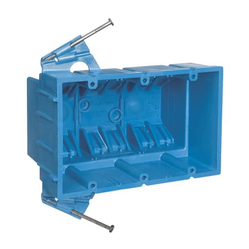 Thomas & Betts Co - Carlon BH353A 3-Gang PVC SuperBlue® New Work Box w/ Nails, 3.5" Deep, 53 cu.in.