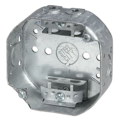 Thomas & Betts Co - Steel City 54151-A 4 Inch 15.8cu.in Steel Octagon Box with 1/2 Inch Knockout and Clamp