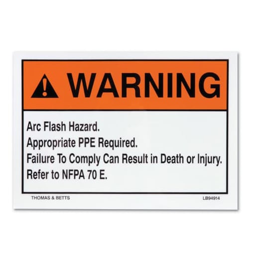 Thomas & Betts Co - ABB LB94913 WARNING ARC FLASH HZD L