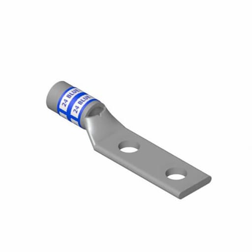 Thomas & Betts Co - Thomas & Betts 54210 Copper 2-Hole Lug - Standard Barrel - Black - 2/0AWG, 3/8"bolt