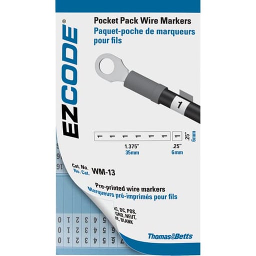 Thomas & Betts Co - Thomas & Betts WM-46-90 Standard Wire Marker Book, Vinyl Cloth - 10 Markers each, 46 thru 90