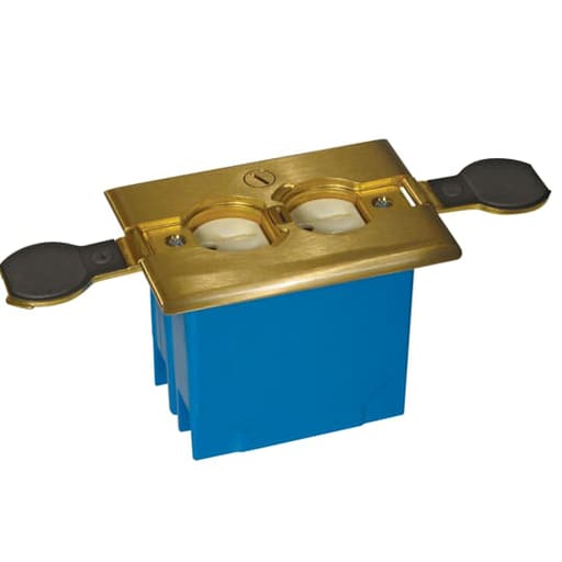 Thomas & Betts Co - Carlon B121BFBB 1-Gang Non-Metallic Adjustable Floor Box w/ Duplex Receptacle, Brass Cover, 20 cu.in