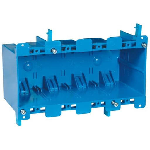 Thomas & Betts Co - Carlon B468R 4-Gang PVC Old Work Box w/ Mounting Ears & Swing Clamps, 68 cu.in.
