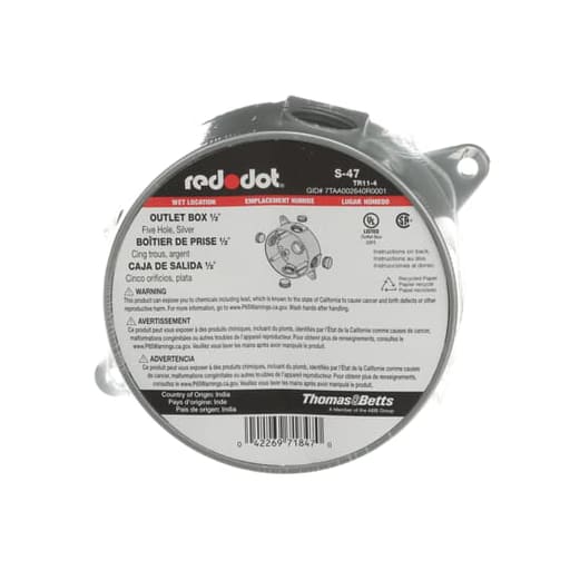 Thomas & Betts Co - Red Dot S-47 1/2 Inch Round 5-Hole Outlet Box with Lug