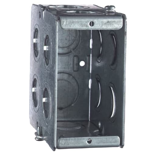 Thomas & Betts Co - Steel City GW-135-G 3-3/4" x 1-15/16" Gangable Masonry Box, 3-1/2" Deep, 1/2" & 3/4" KO's, Steel, 22.0"³