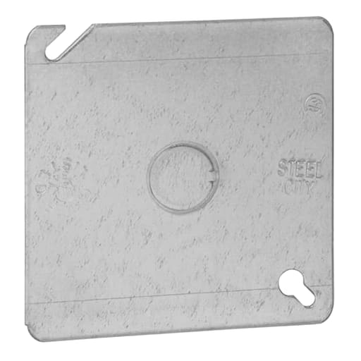Thomas & Betts Co - Steel-City 52C6 4" Steel Square Box Cover, Flat with 1/2" Knockout
