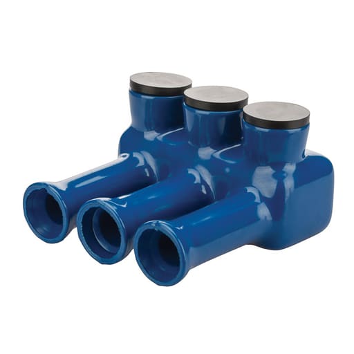 NSi - NSI IPLW250-3 4/0 AWG to 250 MCM 3-Port Blue Plastisol Insulated Multi-Cable Tap Connector