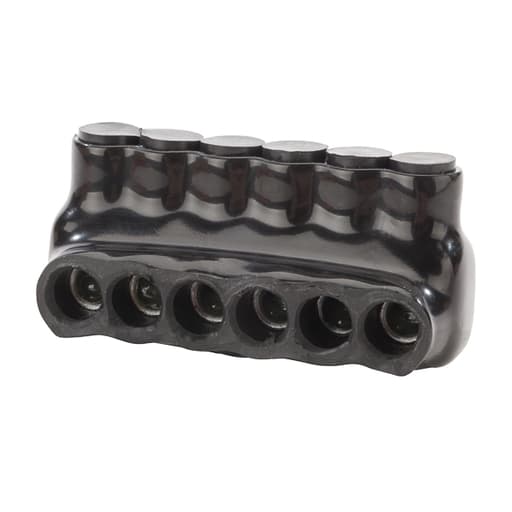 NSi - NSI IPL4-6 4 to 14 AWG Black Plastisol 6-Port 1-Side Entry Insulated Multi-Cable Connector Block