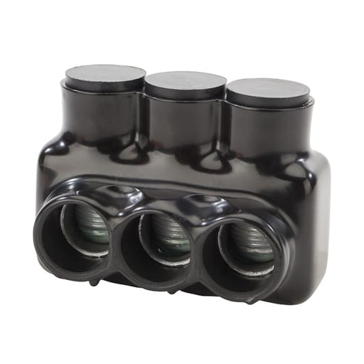 NSi - NSI IPLD500-3 4 AWG to 500 MCM Black Plastisol 3-Port 2-Side Entry Insulated Multi-Cable Connector Block
