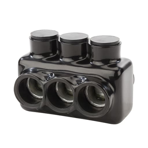 NSi - NSI IPLD600-3 6 AWG to 600 MCM Black Plastisol 3-Port 2-Side Entry Insulated Multi-Cable Connector Block