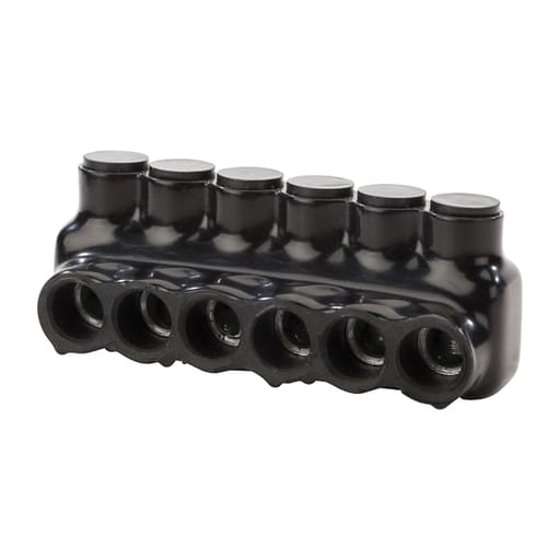 NSi - NSI IPL1/0-6 14 to 1/0 AWG Black Plastisol 6-Port 1-Side Entry Insulated Multi-Cable Connector Block