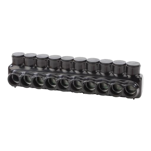 NSi - NSI IPLD500-10 4 AWG to 500 MCM Black Plastisol 9-Port 2-Side Entry Insulated Multi-Cable Connector Block