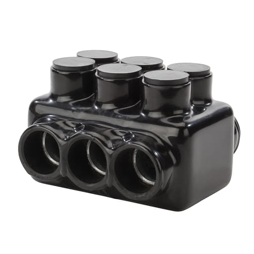 NSi - NSI IPLDH750-3 250 to 750 MCM Black Plastisol 3-Port 2-Side Entry Heavy Duty Insulated Multi-Cable Connector Block